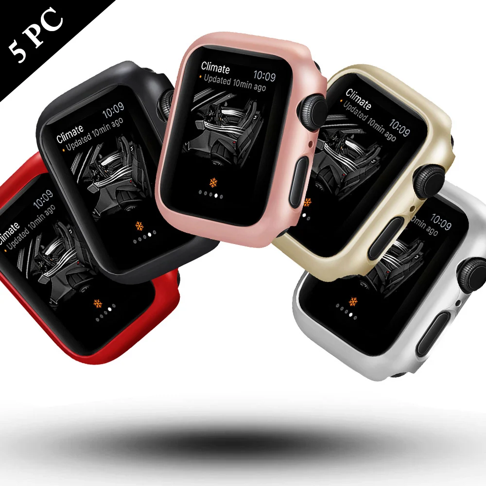 5 PC PC промасленный чехол-рамка для часов, чехол-бампер для Apple Watch Series 5 4, чехол 44 мм, 40 мм, высокое качество, аксессуары для часов, 5 шт - Цвет: 5 PC