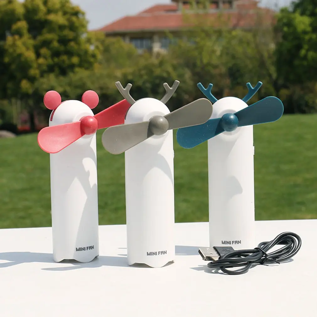 Usb Ручной маленький вентилятор мультфильм животных детей с висячим нашейный вентилятор студенческий портативный ручной заряжаемый вентилятор Прямая
