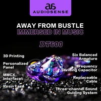 AUDIOSENSE DT600 HiFi Stereo 6BA IEMs with Detachable MMCX Cable 3D Printing Resin Shell Away from Bustle Immersed in Music 1