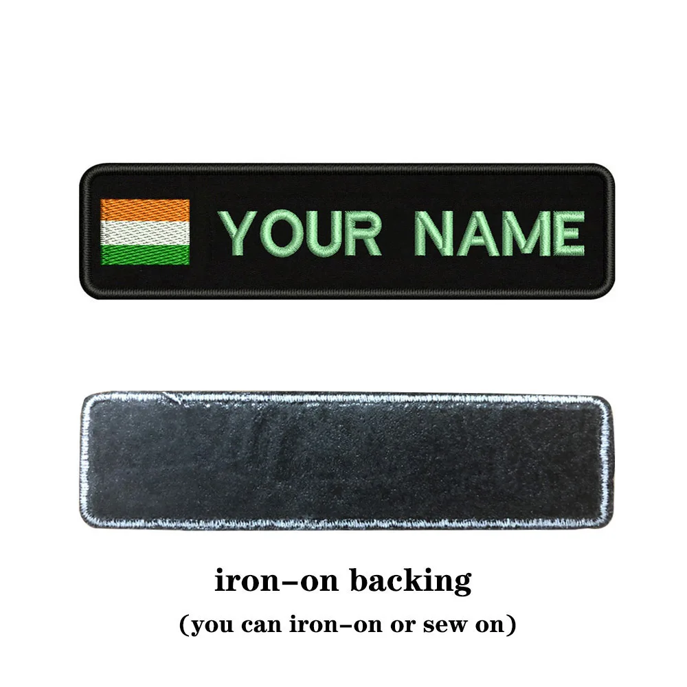 Light blue-iron on Вышивка на заказ индийский флаг имя заплатка с текстом 10 см* 2,5 см значок Утюг на или липучке Подложка для одежды брюки рюкзак шляпа - Цвет: Light blue-iron on