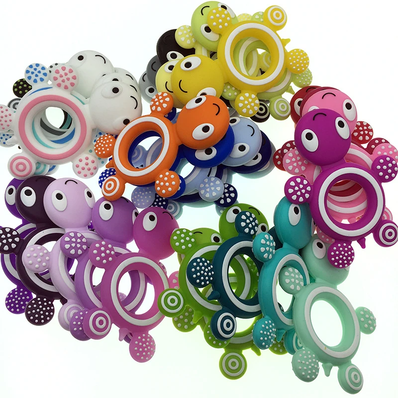 Anneau De Dentition En Silicone Multicolore Pour Bebe Jouet Apaisant Pour Enfant Motif Tortue Dessin Anime Dents A La Main Lot De 10 Pieces Aliexpress