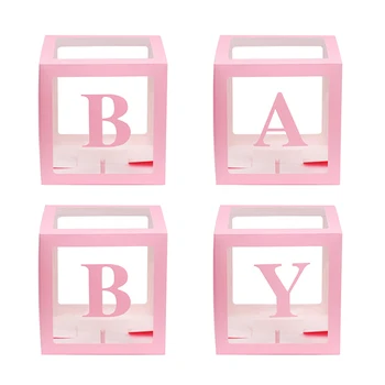

4Pcs/Set Square Baby Shower Balloon Boxes Transparent Box Birthday Party Decor 30 x 30 x 30 cm TB Sale