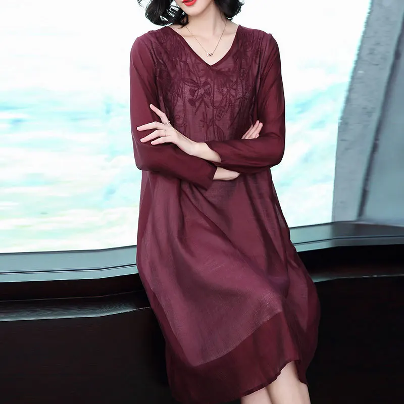 

2019 Autumn Clothing New Style Autumn Long-sleeved Dress Women's Loose And Plus-sized Spring And Autumn Base Dress