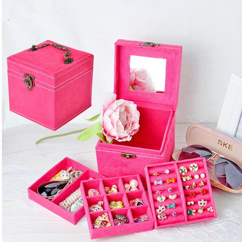 Трехслойная бархатная шкатулка с оленем в Корейском стиле|jewelry case|jewelry boxjewelry storage