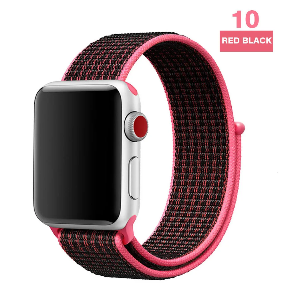 Dark red and black Спортивный ремешок для Apple Watch 42 мм 38 мм ремешок для часов 4 44 мм 40 мм Iwatch Серия 3 2 1 нейлоновый браслет дышащие аксессуары - Цвет ремешка: Dark red and black