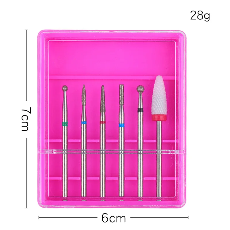 6PCS Ceramic Diamond Nail Drill Bits Set Tungsten Carbide Milling Cutter Manicure Pedicure Gel Remover File Electric Machine Bit