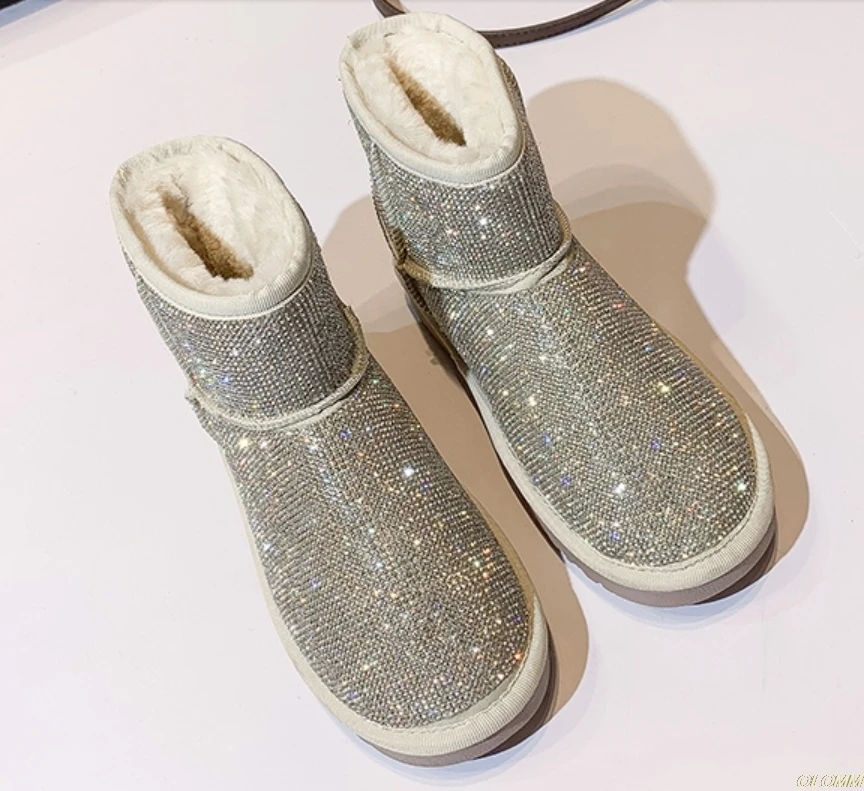 

Hot Sale Women shoes, snowy boots, women's Short boots, diamond shiny sequins, thick wool warm cotton boots