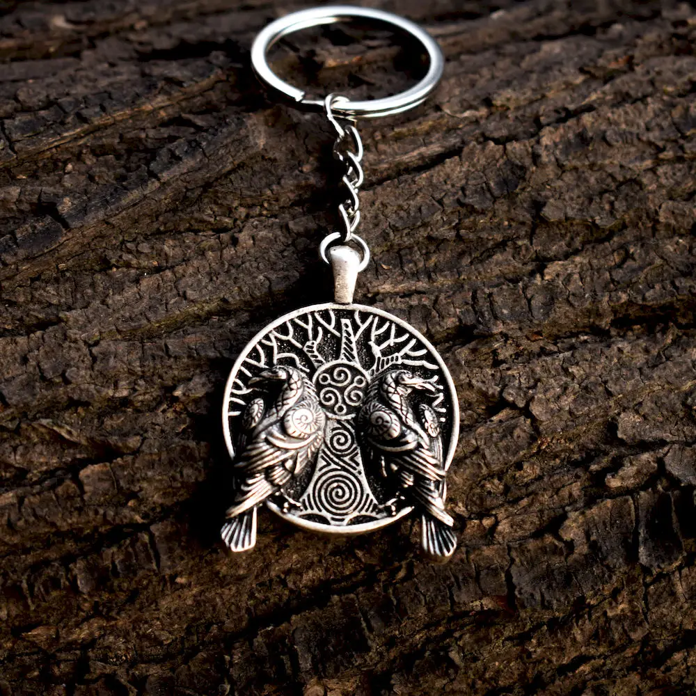 Брелок SanLan Norse talisman viking raven Huginn and Muninn