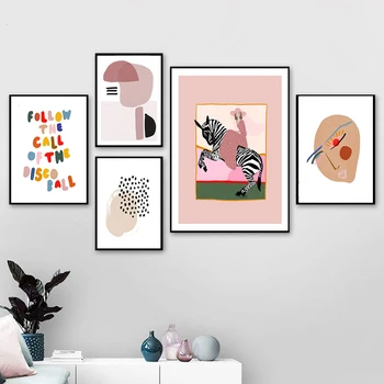 

Abstract Nordic Poster Line Face Canvas Painting Wall Art Colorful Pictures For Living Room Modern Decorative Prins On The Wall