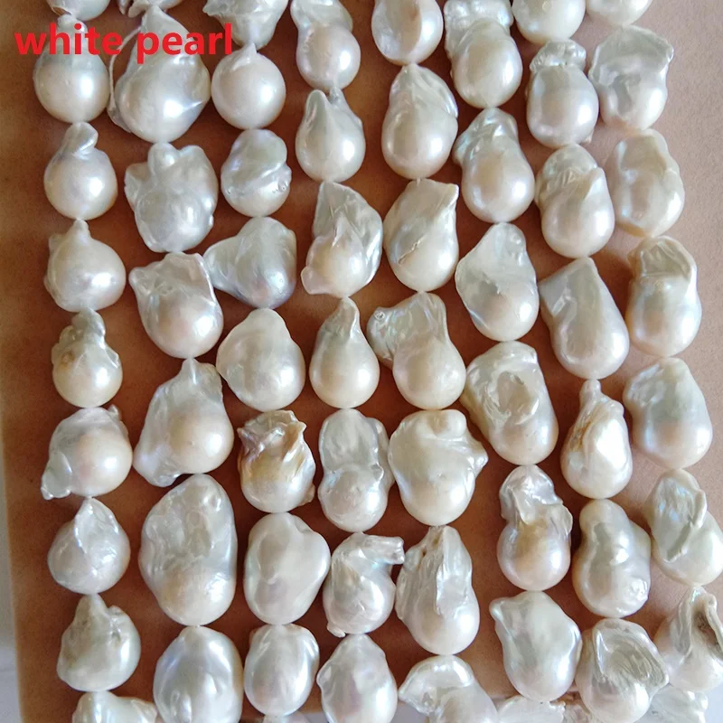 white pearl Жемчужные бусины, натуральный жемчуг пресноводный россыпью в стиле барокко, большой розовый в стиле барокко Жемчуг. 16-27 мм, красивый натуральный цвет - Цвет: white pearl