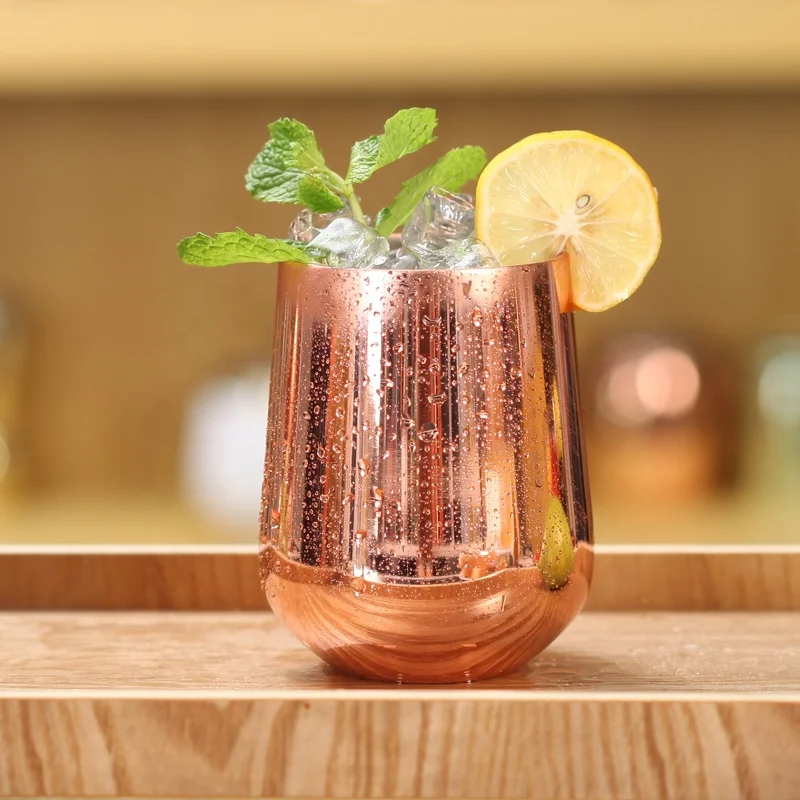 Блестящая медная портативная чашка без ручки кружка из нержавеющей стали для