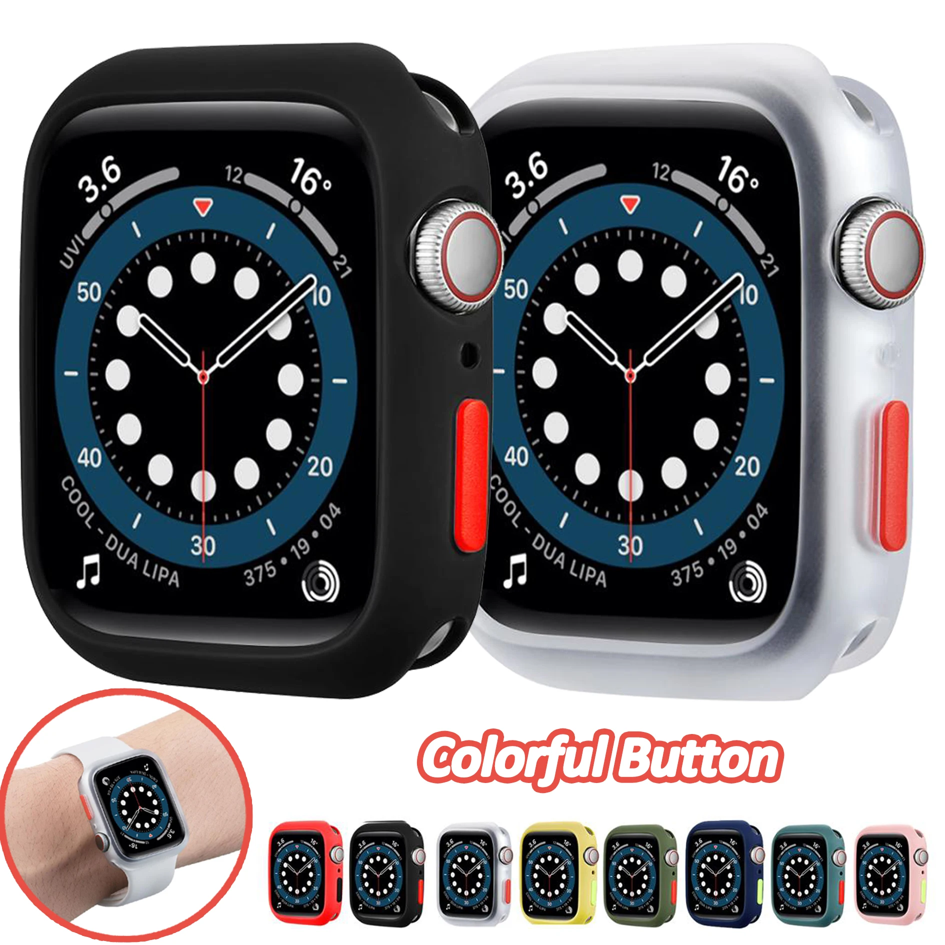 

Silicone Bumper Case for Apple Watch 6 5 4 SE 44mm 40mm Sport Cover TPU Protection Watch Case Shell for iWatch 3 2 1 42mm 38mm