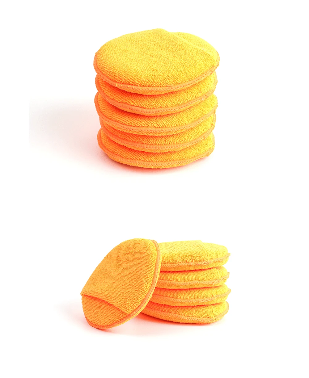 Wax Applicator 5pcs 6 Inch Orange Detailing Pad with Pocket for Car Cleaning Carwash Detail Auto Care