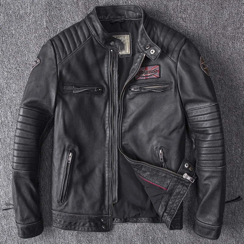 

2020 Name Brand Mens Cow Leather Jackets 4XL 5XL Streetwear Vintage Automotive Genuine Leather Jacket Coats Winter Clothing A857