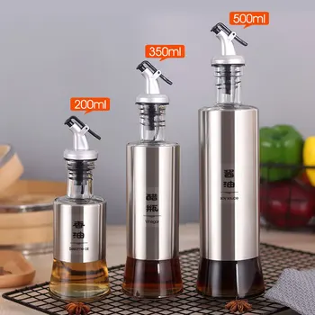 

Glass oil bottle kitchen supplies stainless sauce bottle steel oil pot soy vinegar bottle