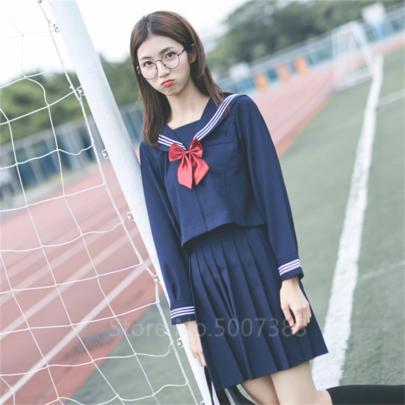 Full Sleeve Set Японский стиль Kawaii Девушка моряк Униформа плиссированная юбка аниме для женщин колледж средней школы Корея модная одежда Хэллоуин косплей - Цвет: Full Sleeve Set