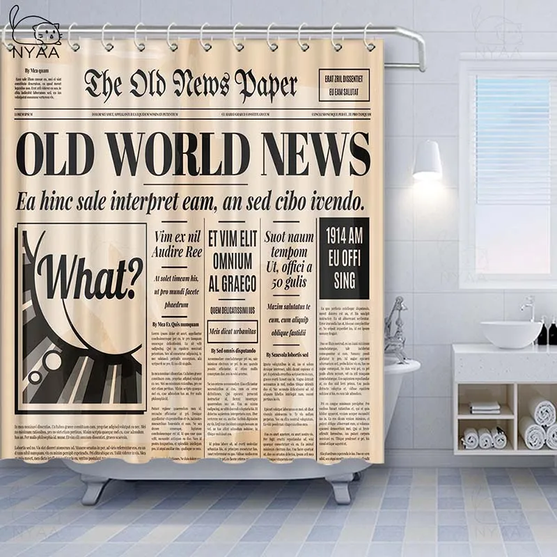 Vixm Парижская занавеска для душа винтажная старая историческая бумага новостей