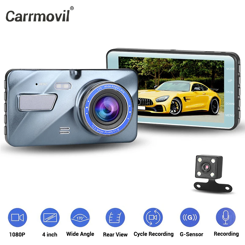 Carrmovil Автомобильный видеорегистратор Full HD 1080P Dash Cam двойной объектив с камерой заднего вида ночного видения 170 широкоугольный видеорегистратор