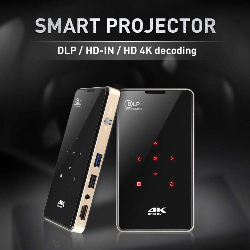 Dropship 4K HD мини Портативный DLP P09 проектор Android 9 0 2 4 г 5G Wi-Fi Bluetooth для Мобильный