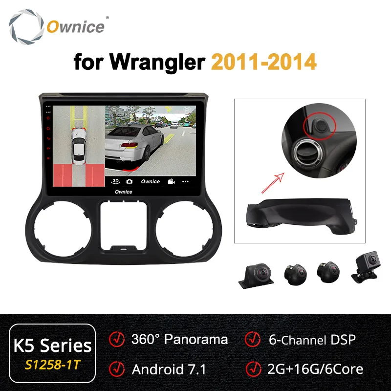 Ownice DSP SPDIF Android 9,0 Восьмиядерный автомобильный dvd-плеер радио gps k3 k5 k6 для Jeep Wrangler 2011 2012 2013 4G LET - Цвет: S1258-1 K5