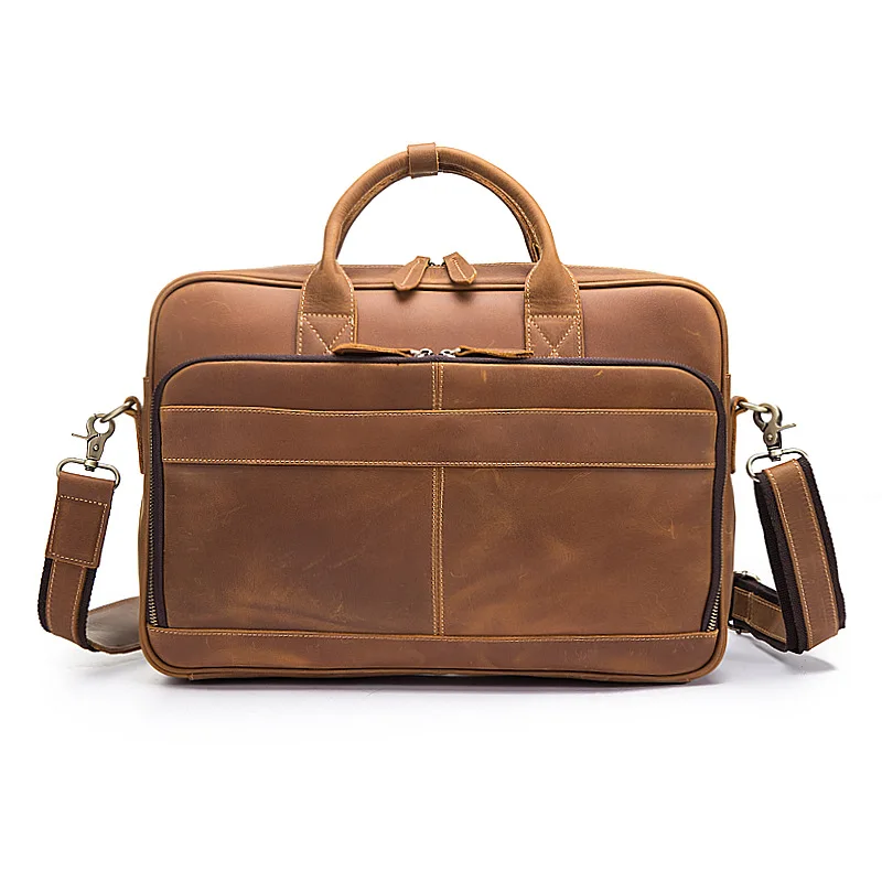 Luufan, мужские сумки, натуральная кожа, портфель для ноутбука, сумка на плечо, многофункциональная, деловая сумка, коричневая, 15,6 дюймов, сумка для компьютера для мужчин