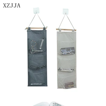 

XZJJA Creative Cotton Linen Hanging Storage Bag Wall Mounted Wardrobe Hang Bag Waterproof Cosmetic Toys Sundries Organizer