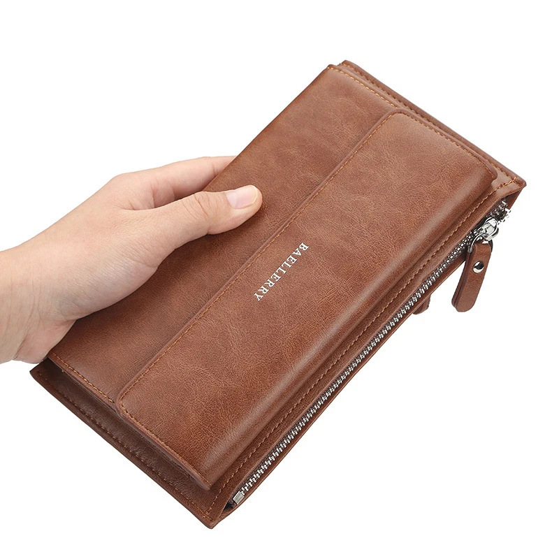 Men's business long zipper wallet Korean multi function zipper handbag retro large capacity mobile phone bag