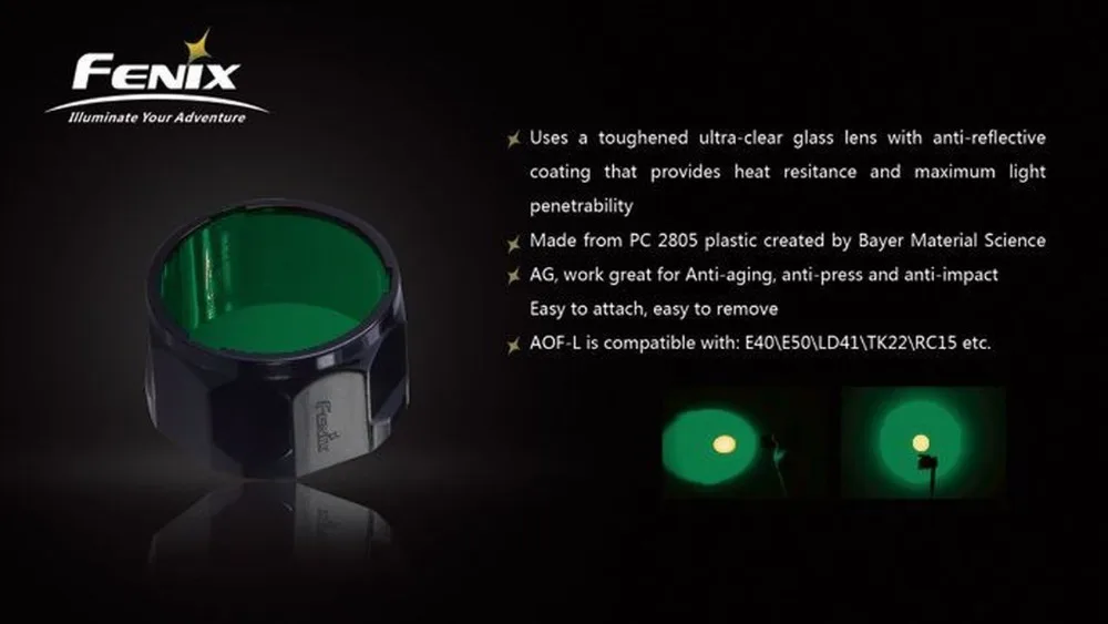 Fenix AOF-L фильтр для фонарика адаптер Красный диффузор подходит для fenix E40 E50 LD41 TK22 RC15