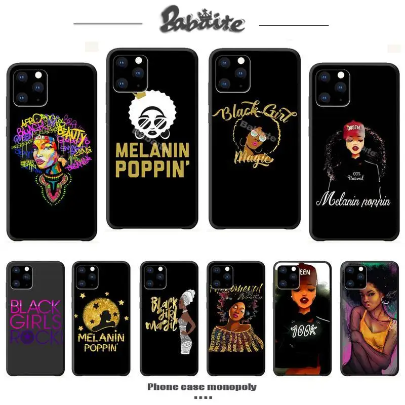 Afro Black Girl Magic Queen Melanin Poppin Phone Case Funda For Iphone 5s Se 6 6s 7 8 Plus X Xs Max Xr 11 Pro Cases Coque | Мобильные