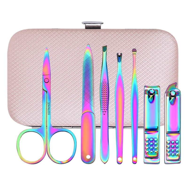 

7 Pcs Nail Clippers Pedicure Set Portable Travel Hygiene Kit Stainless Steel Auroras Nails Cutter Tool Dead Skin Remover Froks