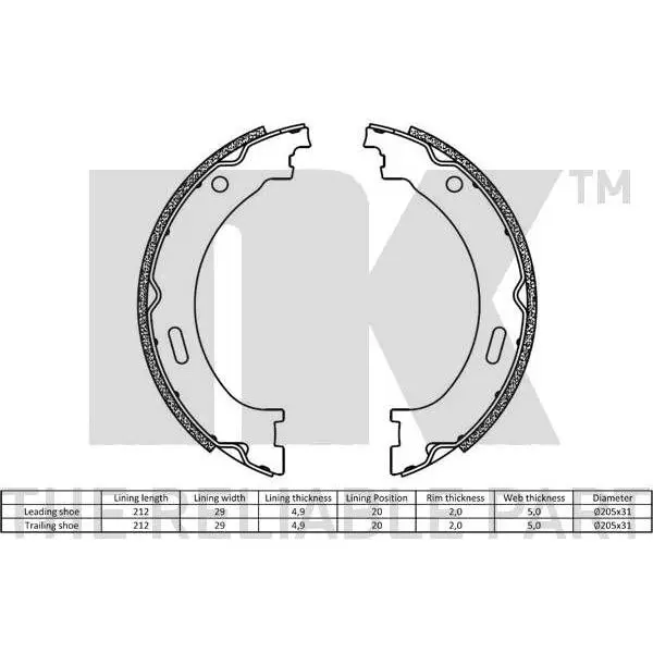 Колодки тормозные барабанные Jeep Comm Chero 06 NK 2793805