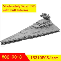 Новый MOC-9018 Императорский Звездный Разрушитель умеренно Размер ISD с полным интерьером 15310 шт. Звездные киновойны модель строительные блоки