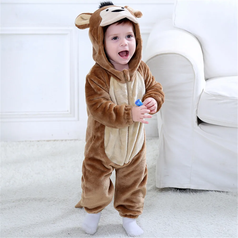 Animal Monkey Kigurumi Baby Winter Wear Festival Costume 1-3 Years Children Kid Cosplay Suit Funny Animal Onepiece Fantasia