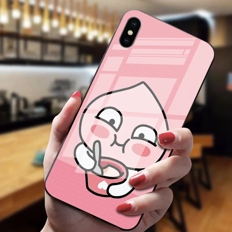 Южнокорейский мультфильм закаленное стекло чехол для телефона s для iphone XS Max XR X 5 5S SE 11 Pro Max 8 7 6S Plus Роскошный чехол для телефона