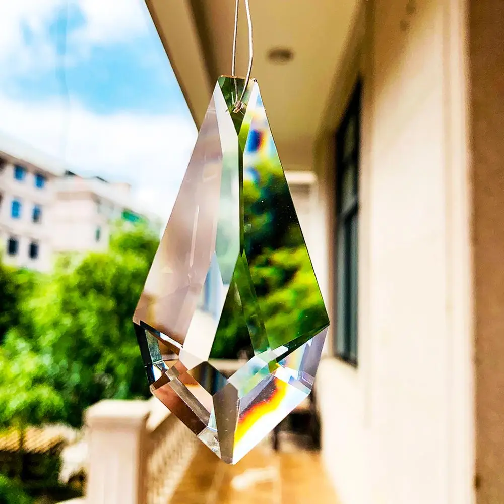Crystal Sun Catcher Chandelier Crystal Drops 75MM Brilliant Faceted Crystal Prism Suncatcher Chandelier Parts Replacement Lamp Pendant Glass Arrow Lance Art Hanging Decor
