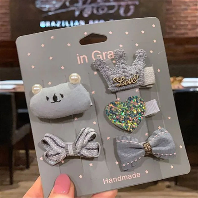 set 14 5 компл./лот = 25 шт. милые зимние Рождественский набор зажим для волос в виде короны звезды бант заколка для волос для маленьких девочек повязка на голову волосы сбоку заколки для волос аксессуары для волос - Цвет: set 14