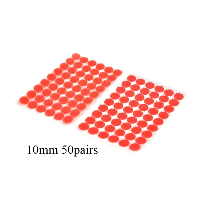 10mm 50pairs Red 50 пар нейлон липучками клейкая лента крюк и петля наклейки крепежная лента липучками на 10/15/20 мм - Цвет: 10mm 50pairs Red