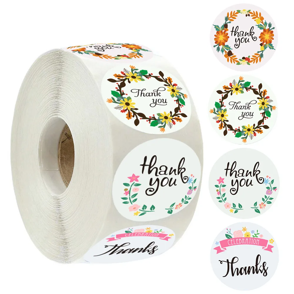 

500pcs/roll Thank You Stickers Handmade Sticker Circle Stationery Thank You For Your Order Seal Labels Thank You Sticker
