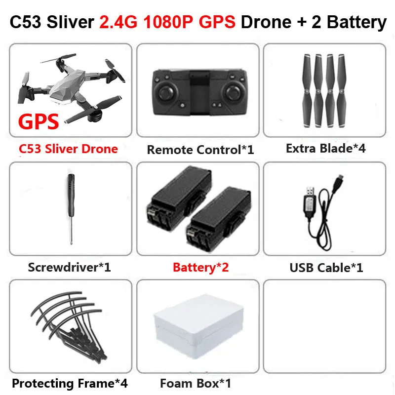 2.4G GPS 1080P S 2B C53 складной Профессиональный Дрон с двойной камерой 4K 5G gps WiFi FPV оптический поток RC вертолет Квадрокоптер детские игрушки SG907 E520S - Цвет: 2.4G GPS 1080P S 2B