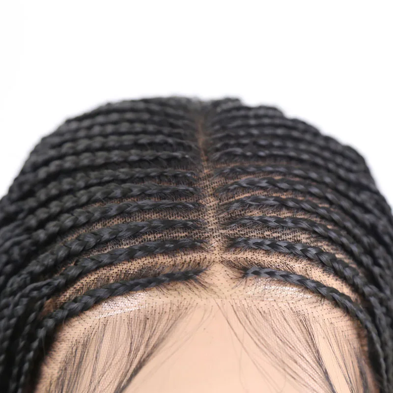 RONGDUOYI длинные черные термостойкие волокна синтетические Синтетические волосы на кружеве парик плетеный ящик косы 13X6 парики шнурка для Для женщин с детскими волосами - Цвет: Middle part