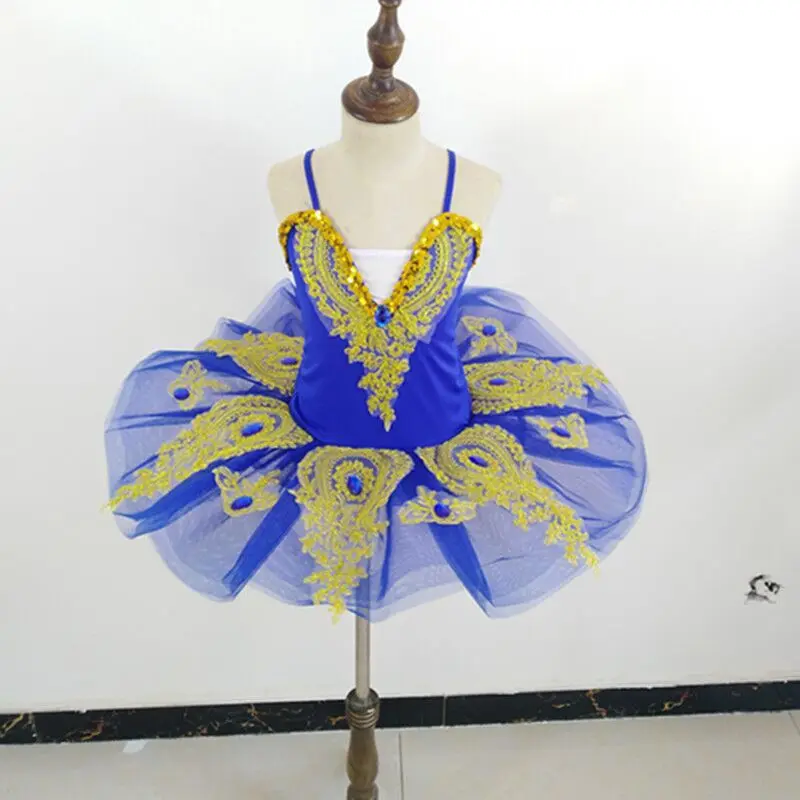 Детская танцевальная юбка балетное платье для девочек Новая юбка-американка с блестками, лебедь, одежда для выступлений для соревнований - Цвет: Royal blue
