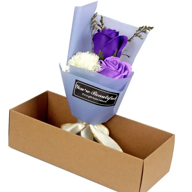 Искусственные ароматизированные розы Букет гвоздик Подарочная коробка для ванны мыло для тела цветок подарок Свадебная вечеринка 3 шт