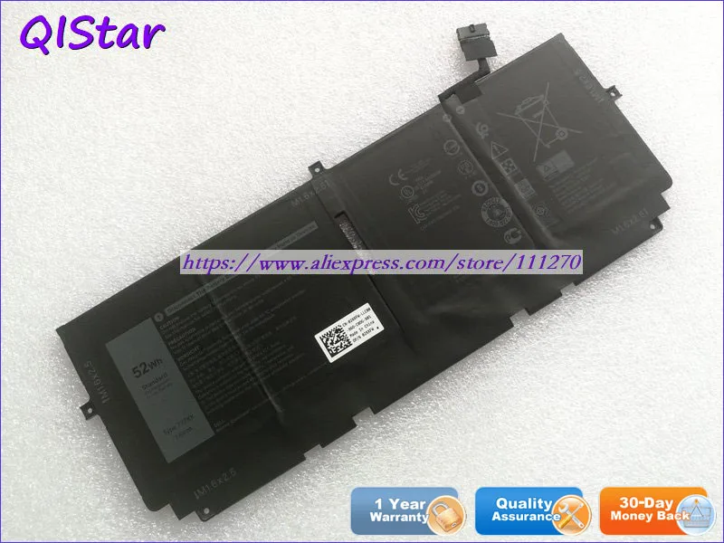 QISTAR 7,6 V 52Wh подлинный 722KK Аккумулятор для ноутбука DELL