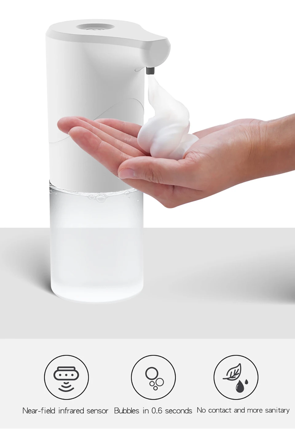 

Automatic Foam Soap Dispenser Touchless Washing Device Smart Hand Sanitizer Intelligent Liquid Dispenser for Kitchen Bathroom