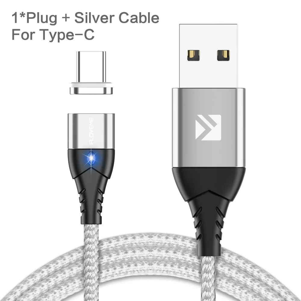 Магнитный кабель FLOVEME Micro usb type C для iPhone 11, samsung, быстрый, 3 А, магнитный кабель для зарядки и передачи данных, кабель usb type C для телефона - Цвет: Sliver For Type C
