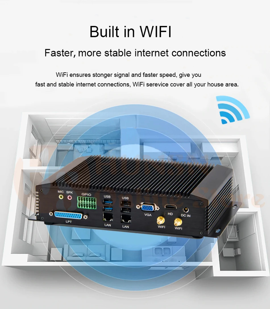 AIM06 Industrial Fanless Mini PC with Intel Core I3/I5, Windows 11 or Linux, 4G, Watchdog, 2LAN, GPIO, 6COM RS232 422 485 Description Image.This Product Can Be Found With The Tag Names Barebone Mini PC, Computer Office, Industrial pc