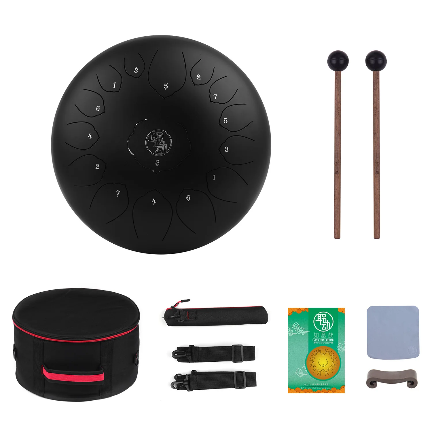 

14 Inch 15 Notes Carry Music Education Percussion C Tune Hand Pan With Mallets Instrument Mini Steel Tongue Drum C Key Tank Gift