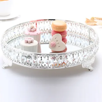 

3088 Wedding High-grade ornaments cosmetics tray baking supplies round cake plate fruit snack plate