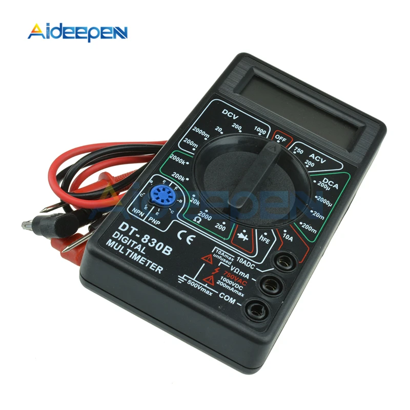 DT830B Мини ЖК-цифровой мультиметр Вольтметр Амперметр Омметр мультиметр Вольт AC DC транзистор диодный тестер метр с зондом