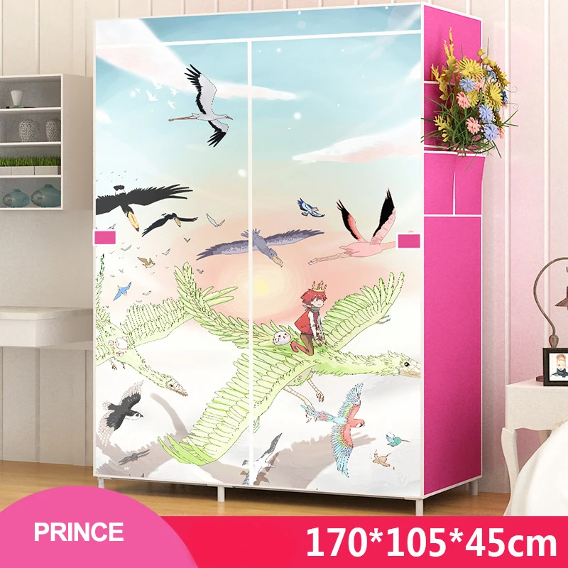 Многоцелевой нетканый Тканевый шкаф для спальни, складной портативный Тканевый шкаф для хранения одежды, пылезащитная домашняя мебель с героями мультфильмов - Цвет: prince